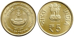 5 rupees (Centenario del Consejo Indio de Investigación Médica) from India