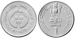 1 rupee (Año Internacional de la Familia) from India