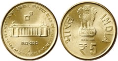 5 rupees (60th Anniversary of the Calcutta Mint) from India