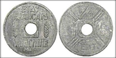 1/4 centime from French Indochina