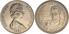 1 crown (International Year of Disabled Persons - Louis Braille) from Isle of Man