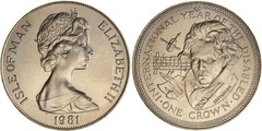 1 crown (Año Internacional de los Discapacitados - Ludwig van Beethoven) from Isle of Man