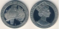 1 crown (Bicentenary of Australia - Cockatoo) from Isle of Man