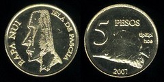 5 pesos (Pez Forceps) from Isla de Pascua