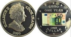 1 dollar (1er Aniversario del Euro-Billete de 50 euro) from Cook Islands