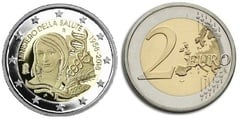 2 euro (60th Anniversary of the Foundation of the Ministry of Health) from Italy