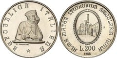 200 lire (900 Aniversario de la Universidad de Bolonia) from Italy