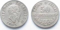 50 centesimi (Vittorio Emanuele II) from Italy