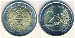 2 euro (10th Anniversary of Euro Circulation) from Italy