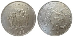 25 cents (25th Anniversary of the Bank of Jamaica) from Jamaica