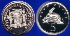 5 cents (21 Aniversario de la Independencia) from Jamaica