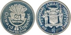1 dollar (21 Aniversario de la Independencia) from Jamaica