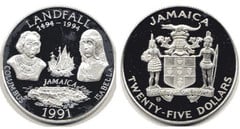 25 dollars (500th Anniversary of the Discovery of the New World) from Jamaica
