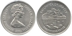 25 pence (25 Aniversario de la Coronación de la Reina) from Jersey