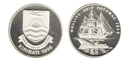 5 dollars (155 aniversario del Potomac) from Kiribati