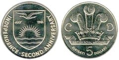 5 dollars (2nd Anniversary of Independence) from Kiribati
