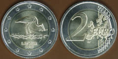 2 euro (Cigüeña Negra) from Latvia