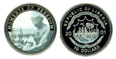 10 dollars (Líder independentista indio Mahatma Gandhi) from Liberia