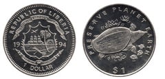1 dollar (Tortuga Trionyx) from Liberia