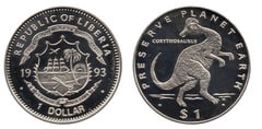 1 dollar (Corythosaurus) from Liberia