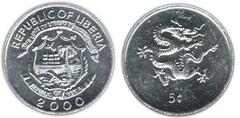 5 cents (Dragon) from Liberia