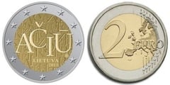 2 euro (Idioma Lituano - Aciu = Gracias) from Lithuania