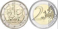 2 euro (175 Aniversario de la Muerte del Gran Duque Guillermo I) from Luxembourg