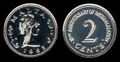 2 cents (10 Aniversario Decimalización) from Malta