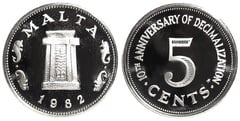 5 cents (10th Anniversary Decimalization) from Malta