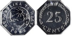 25 cents (10th Anniversary Decimalization) from Malta