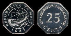 25 cents (10 Aniversario Decimalización) from Malta