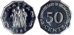 50 cents (10th Anniversary Decimalization) from Malta