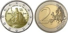 2 euro (225 Aniversario de la Llegada de los Franceses a Malta) from Malta