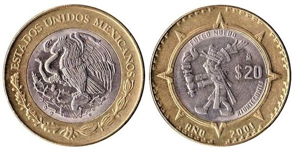 Photo of 20 pesos (Xiuhtecuhtli)