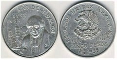 5 pesos (200 Aniversario del Nacimiento de Miguel Hidalgo) from Mexico