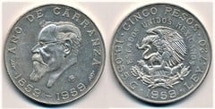 5 pesos (100 Years since the Birth of Venustiano Carranza) from Mexico