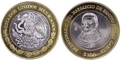 100 pesos (Bicentennial of Benito Juarez Garcia's Birthday) from Mexico