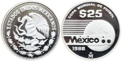 25 pesos (Soccer World Cup-Mexico 86) from Mexico