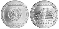 10 nuevos pesos-5 onzas (Pyramid of El Tajin) from Mexico