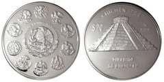 20 pesos (Chichén Itzá-Pyramid of Kukulcan) from Mexico