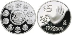 5 pesos (Segundo Milenio) from Mexico