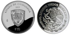 10 Pesos (Chihuahua Heraldry) from Mexico