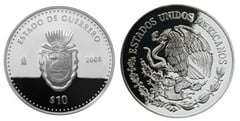 10 Pesos (Heraldic Warrior) from Mexico