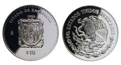 10 Pesos (Zacatecas Heraldry) from Mexico