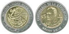 5 pesos (Centenario de la Revolución-José Vasconcelos) from Mexico