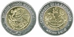 5 pesos (Centennial of the Revolution-Francisco Villa) from Mexico