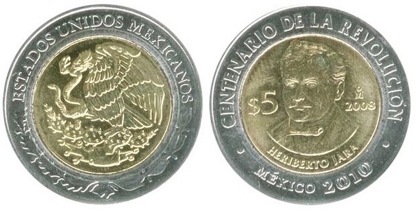 Photo of 5 pesos (Centenario de la Revolución-Heriberto Jara)