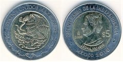 5 pesos (Bicentennial of Independence-Leona Vicario) from Mexico