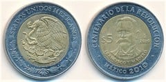 5 pesos (Centennial of the Revolution-Francisco I. Madero) from Mexico