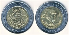 5 pesos (Bicentenario de la Independencia-José María Morelos y Pavón) from Mexico